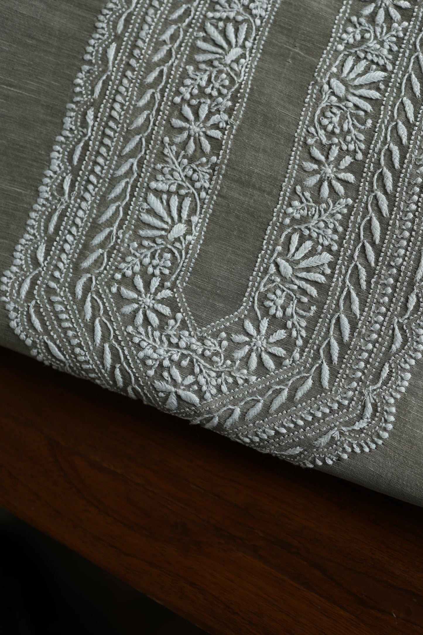 Sage Green Linen Chikankari Unstitched Men's Kurta Fabric