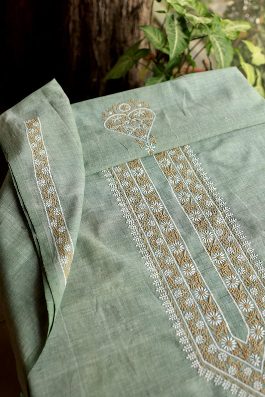Sage Green Malkha Handspun Khadi Kurtas Unisex Fabric