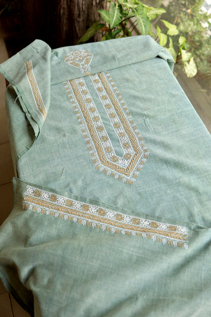 Sage Green Malkha Handspun Khadi Kurtas Unisex Fabric