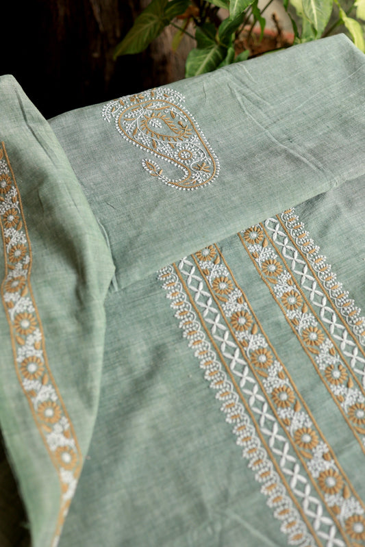 Sage Green Malkha Handspun Khadi Kurtas Unisex Fabric