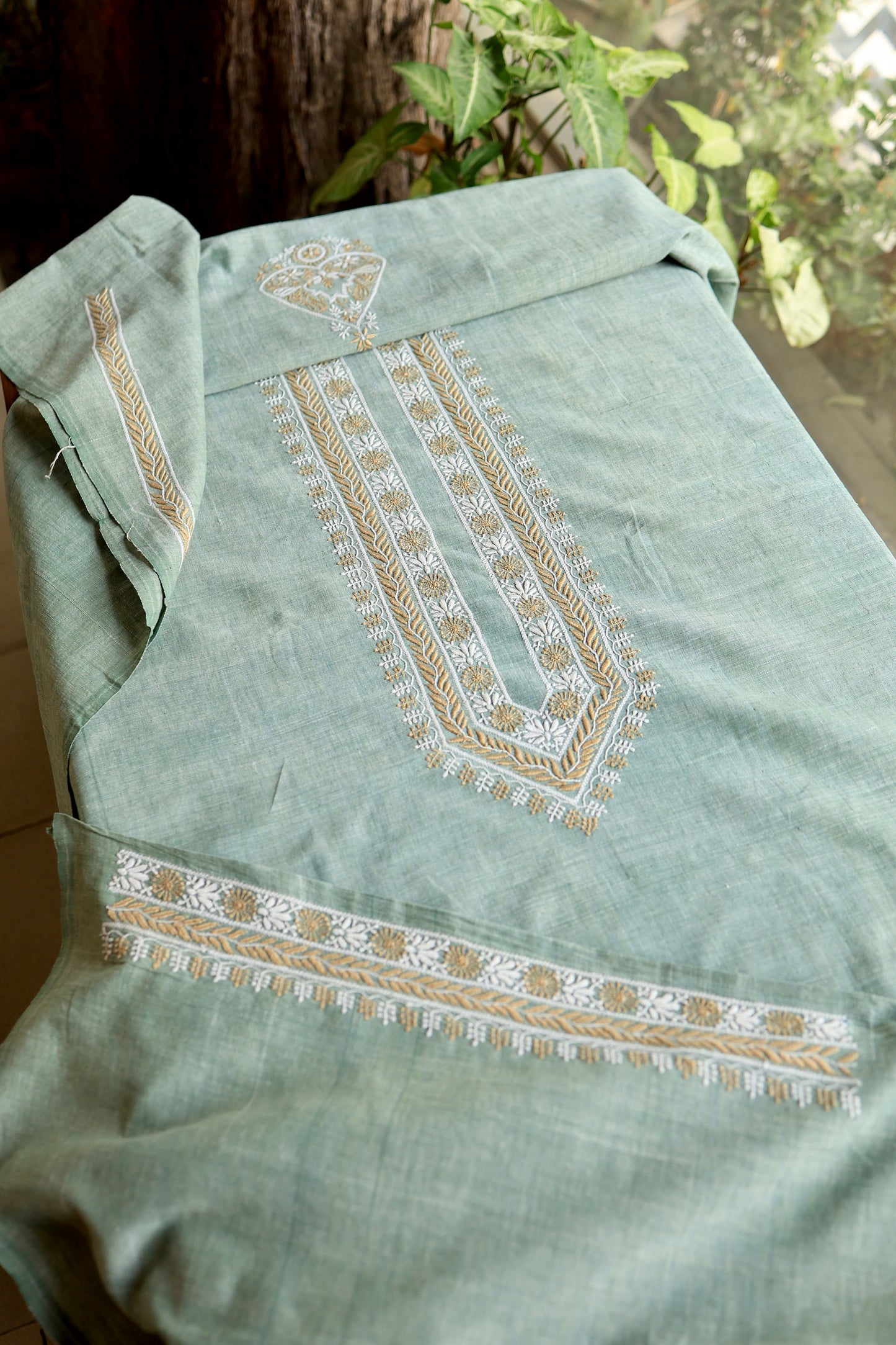 Sage Green Malkha Handspun Khadi Kurtas Unisex Fabric