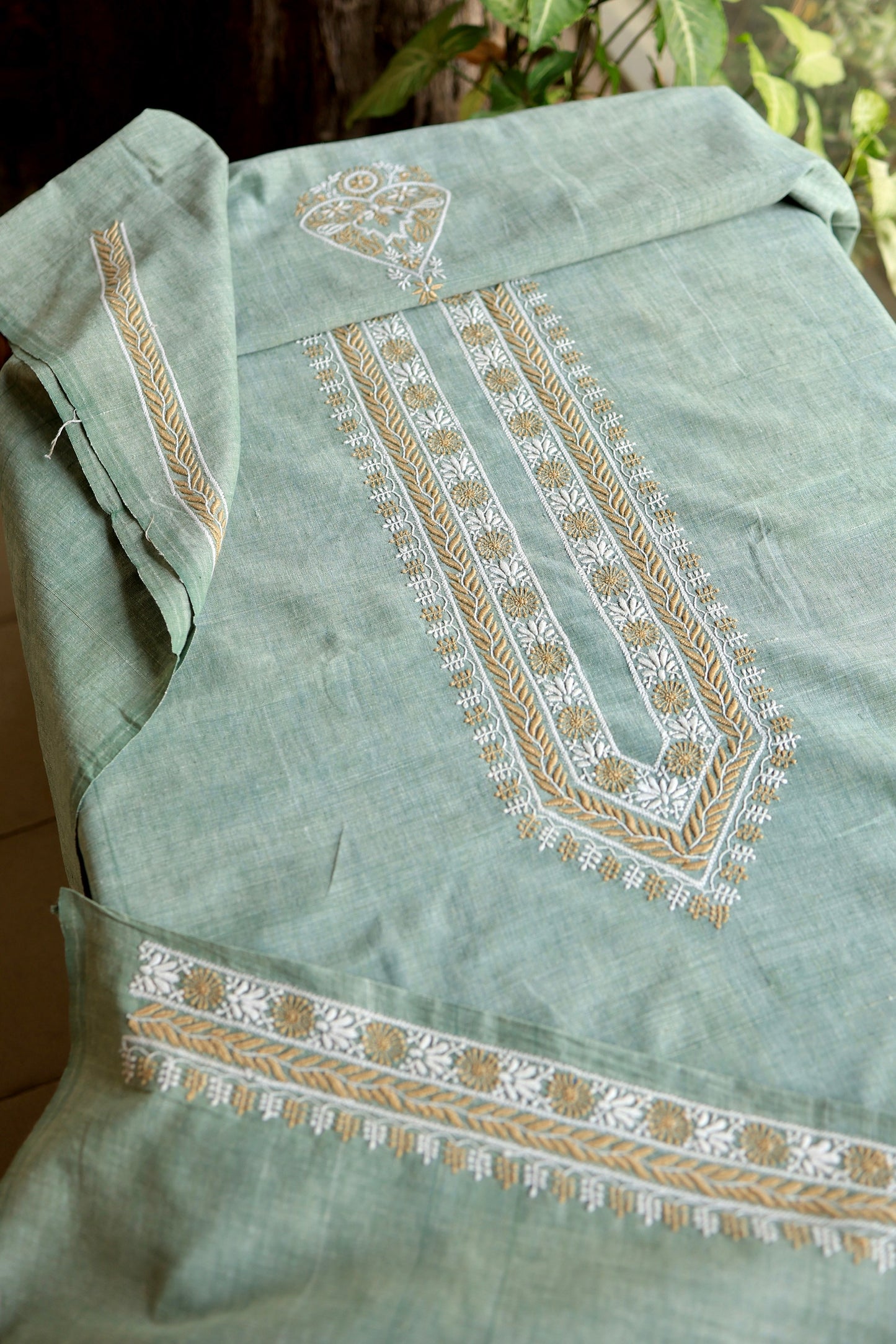 Sage Green Malkha Handspun Khadi Kurtas Unisex Fabric