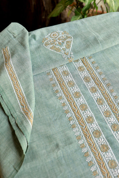 Sage Green Malkha Handspun Khadi Kurtas Unisex Fabric