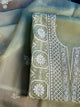 Sage Green Organza Chikankari Unstitched Suit Fabric