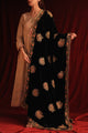 Saman Velvet Chikankari Buta Shawl With Lace Border
