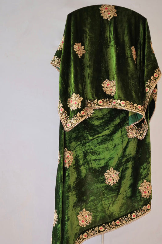 Green Shade Saman Velvet Shawls