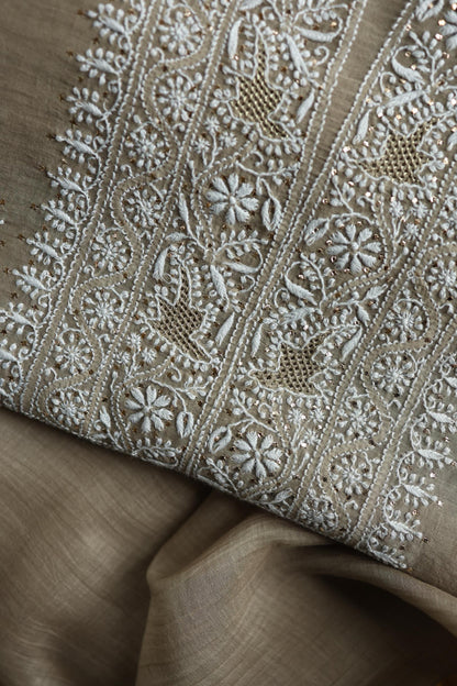 Mal Cotton Chikankari Unstitched Fabrics With Kamdani