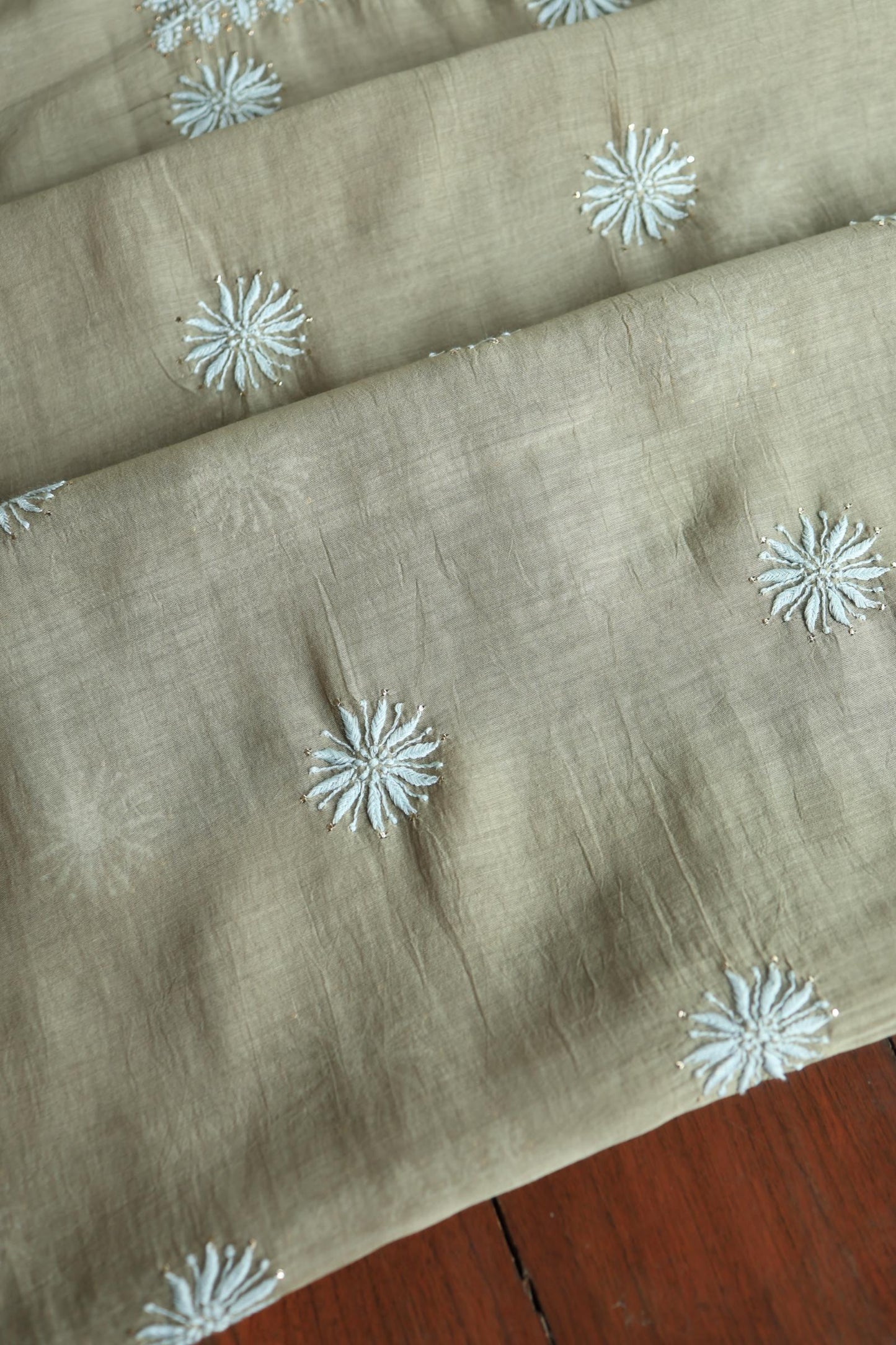 Mal Cotton Chikankari Unstitched Fabrics With Kamdani