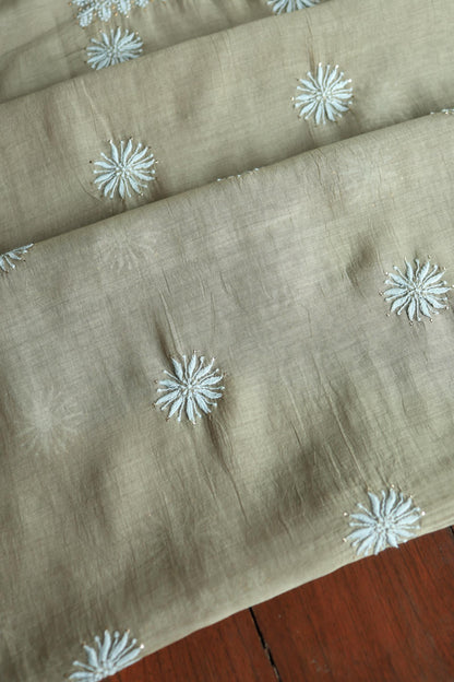 Mal Cotton Chikankari Unstitched Fabrics With Kamdani