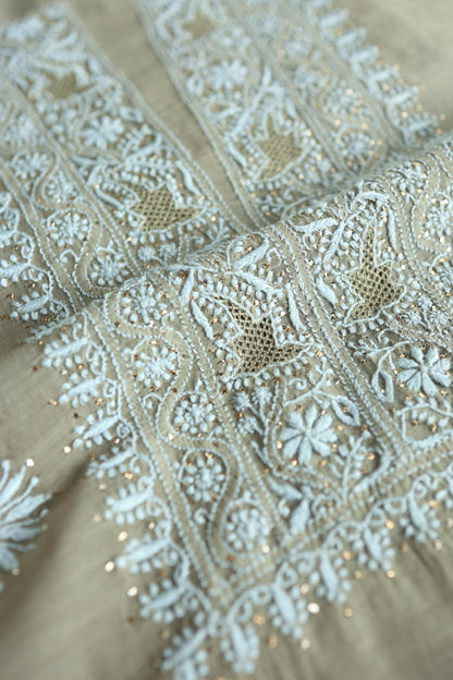 Mal Cotton Chikankari Unstitched Fabrics With Kamdani