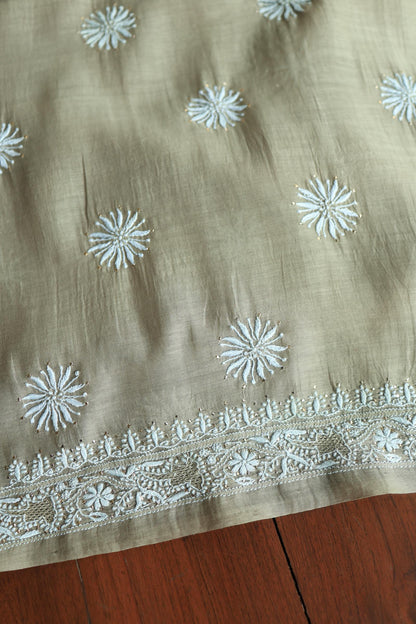 Mal Cotton Chikankari Unstitched Fabrics With Kamdani
