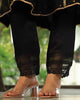 Satin Linen Black Straight Pant With Organza Lace & One Side Pocket