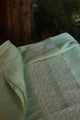 Sea Green Linen Chikankari Unstitched Men's Kurta Fabric