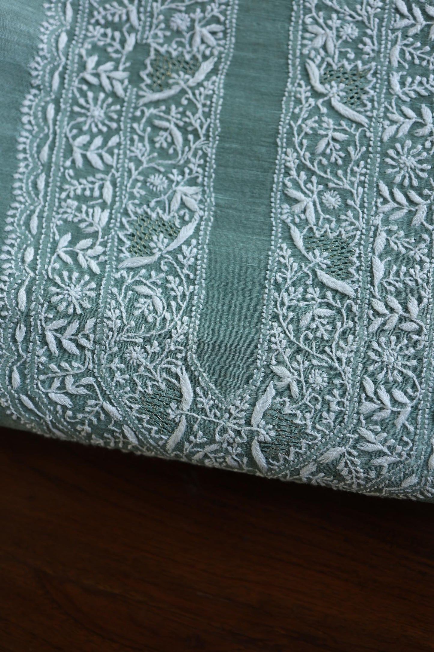 Sea Green Shade Linen Chikankari Unstitched Men's Kurtas Fabric