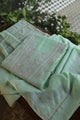 Sea Green Shade Mal Cotton Fine Chikankari With Kamdani Work Unstitched Fabric