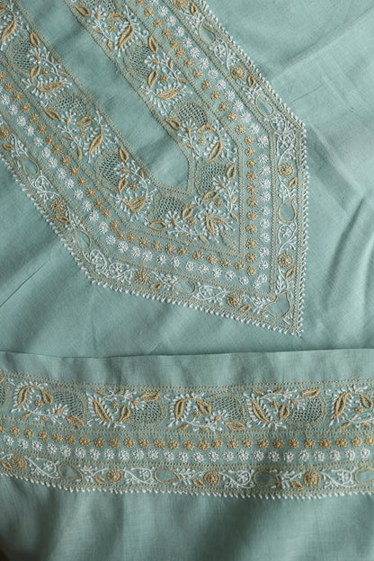 Sea Green Shade Unisex Chikankari Bengal Muslin Kurta
