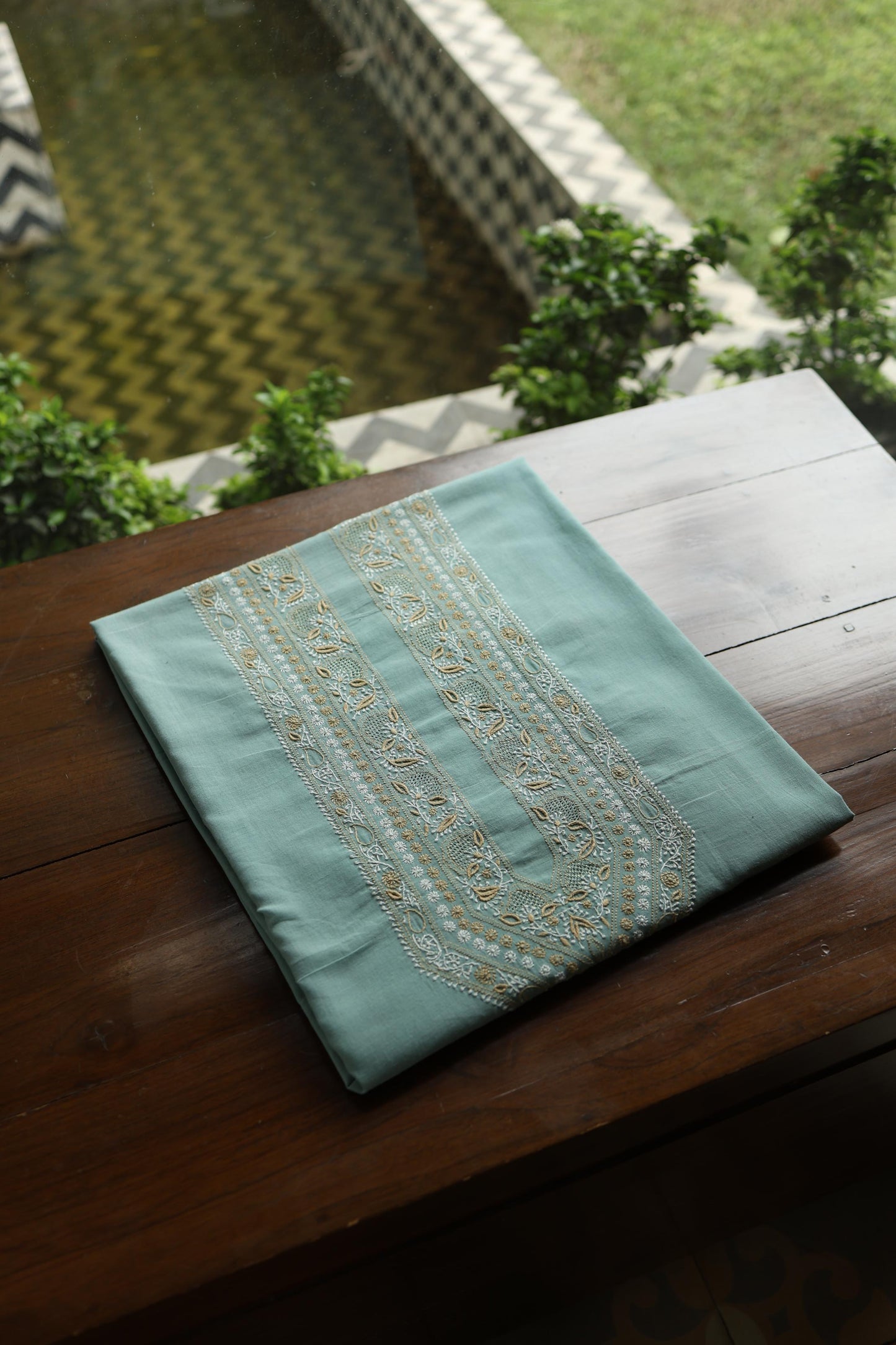 Sea Green Shade Unisex Chikankari Bengal Muslin Kurta