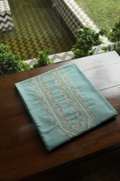 Sea Green Shade Unisex Chikankari Bengal Muslin Kurta