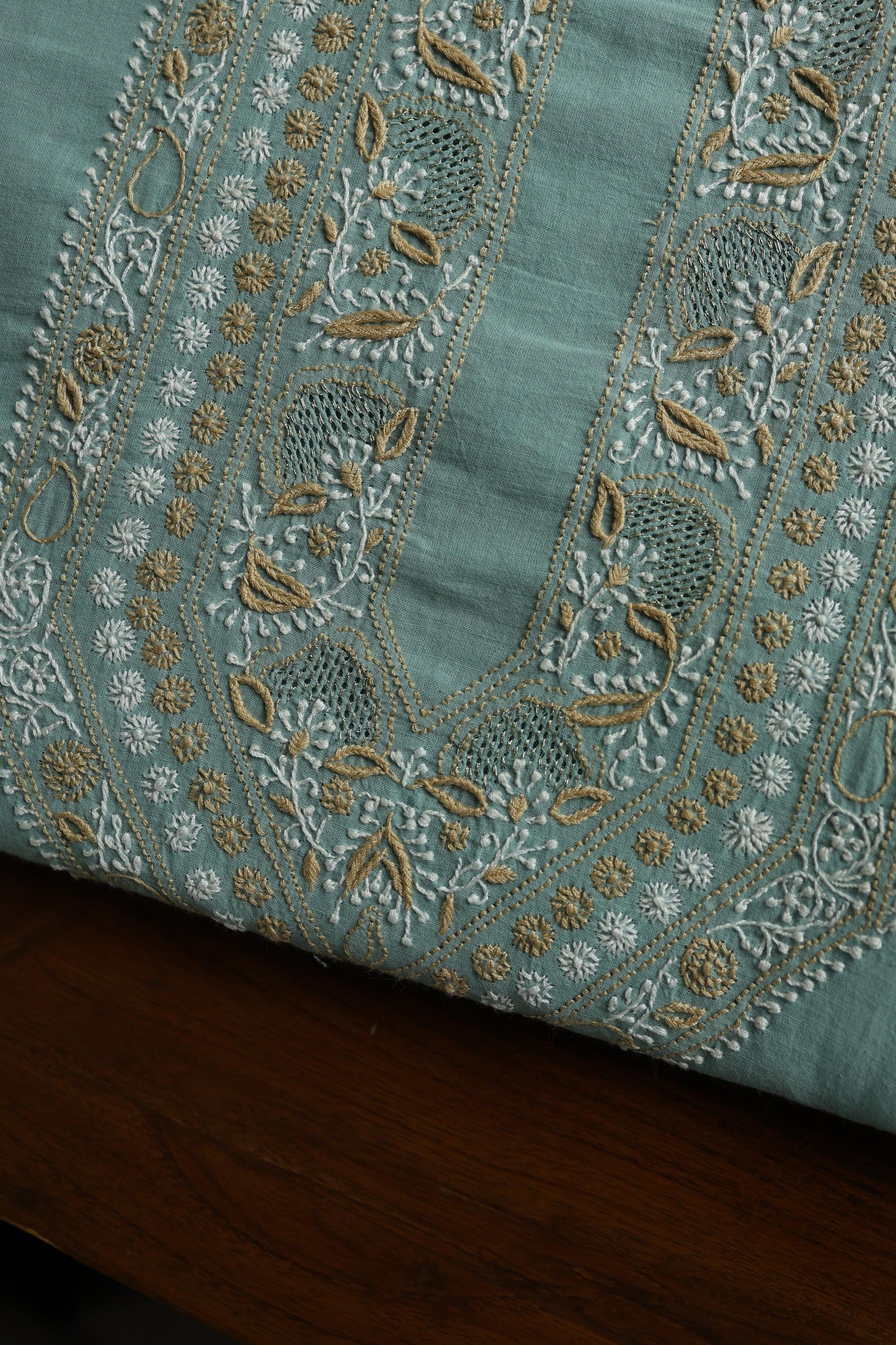Sea Green Shade Unisex Chikankari Bengal Muslin Kurta
