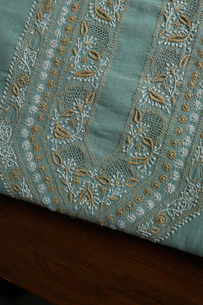 Sea Green Shade Unisex Chikankari Bengal Muslin Kurta