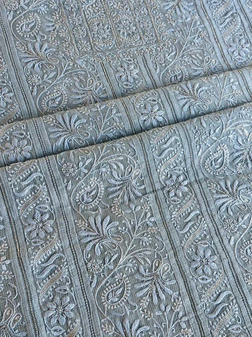 Silver Grey Shade Rasm Maheshwari Highlights Fabric