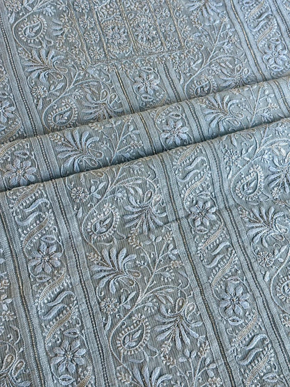 Silver Grey Shade Rasm Maheshwari Highlights Fabric