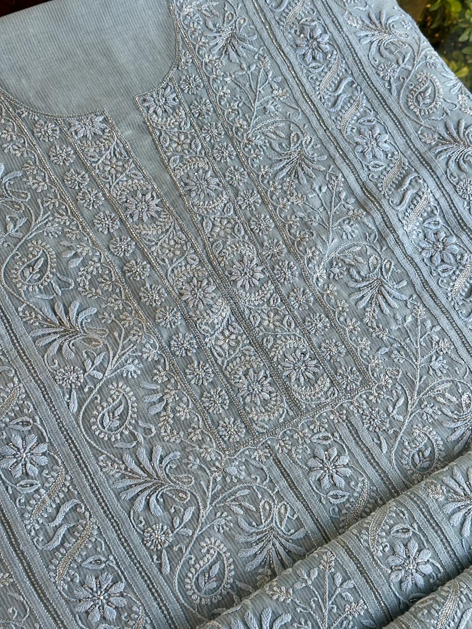 Silver Grey Shade Rasm Maheshwari Highlights Fabric