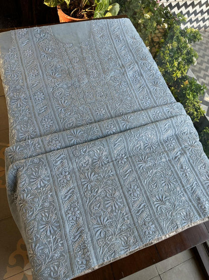 Silver Grey Shade Rasm Maheshwari Highlights Fabric