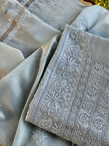 Silver Grey Shade Rasm Maheshwari Highlights Fabric