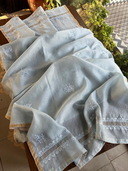 Silver Grey Shade Rasm Maheshwari Highlights Fabric