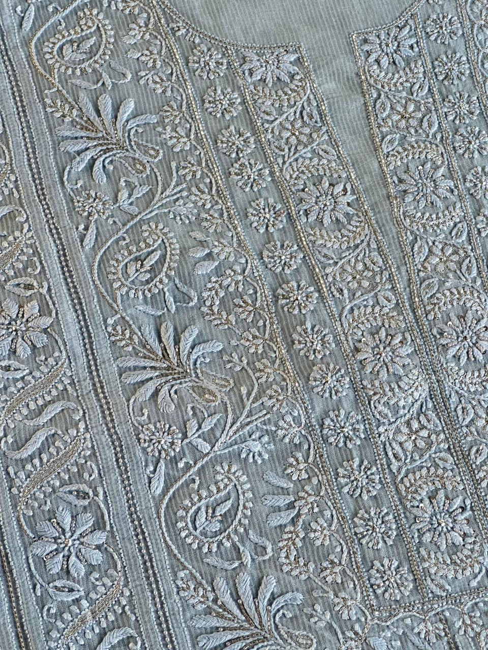 Silver Grey Shade Rasm Maheshwari Highlights Fabric