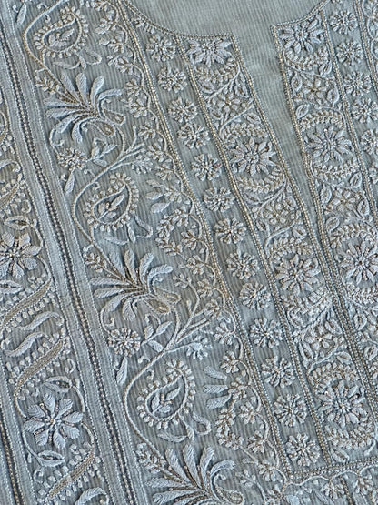 Silver Grey Shade Rasm Maheshwari Highlights Fabric
