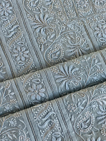 Silver Grey Shade Rasm Maheshwari Highlights Fabric