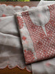 Silver & Copper Shade Noor Organza Silk Chikankari Unstitched Kurta Dupatta Set