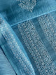 Sky Blue Linen Chikankari Unstitched Men's Kurtas Fabric