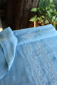 Sky Blue Shade Mulmul Chikankari Unstitched Men's Kurtas Fabric