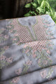 Slate Grey Noor Organza Silk Chikankari With Kamdani Fabric