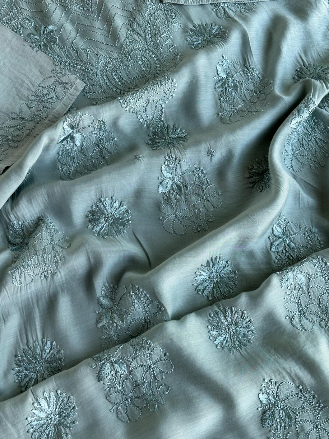 Slate Grey Muslin Chikankari Kurta