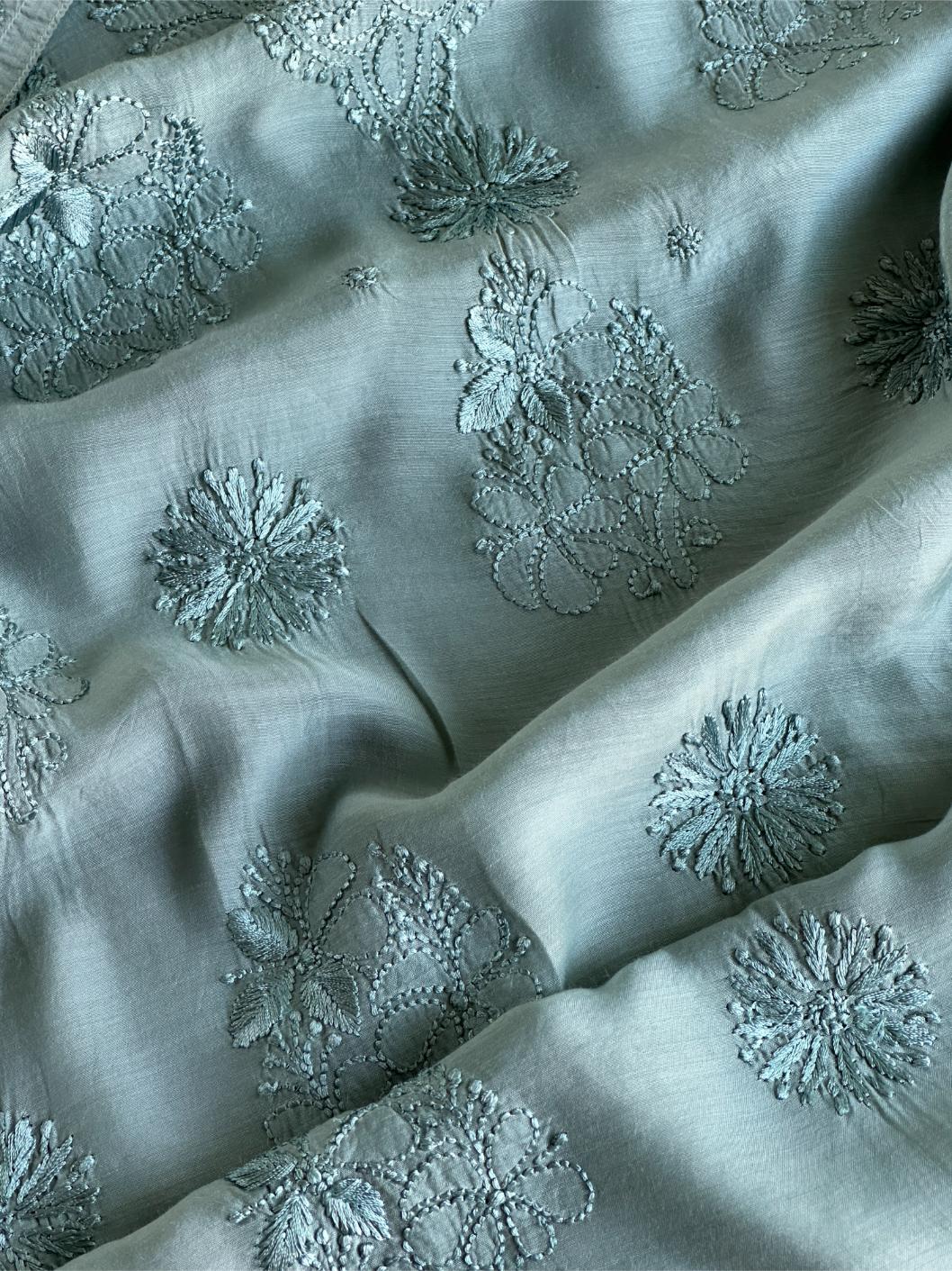 Slate Grey Muslin Chikankari Kurta