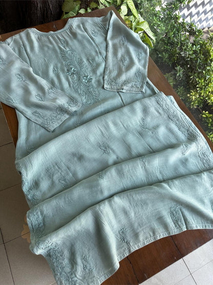 Slate Grey Muslin Chikankari Kurta