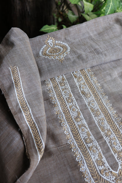 Smoky Grey Malkha Handspun Khadi Kurtas Unisex Fabric