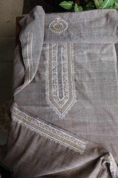 Smoky Grey Malkha Handspun Khadi Kurtas Unisex Fabric