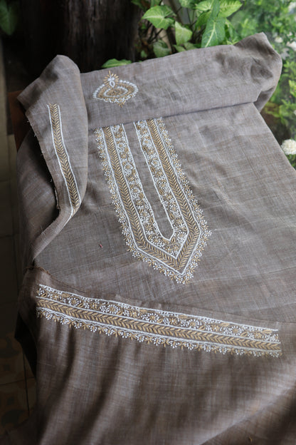 Smoky Grey Malkha Handspun Khadi Kurtas Unisex Fabric