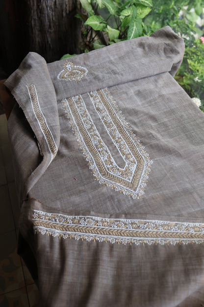 Smoky Grey Malkha Handspun Khadi Kurtas Unisex Fabric