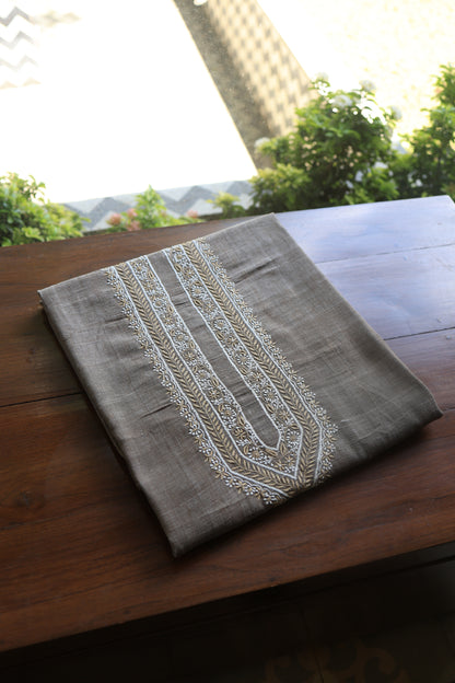 Smoky Grey Malkha Handspun Khadi Kurtas Unisex Fabric