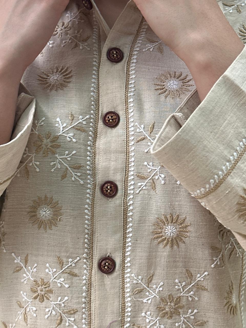 Soft Beige Malkha Cotton Chikankari Co-ord Set