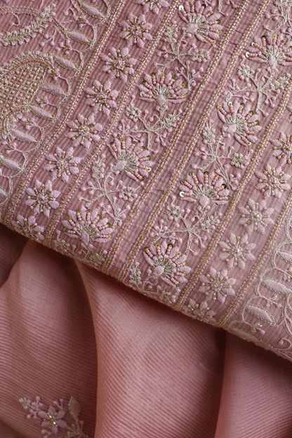 Soft Pink Maheshwari Highlights Unstitched Fabrics