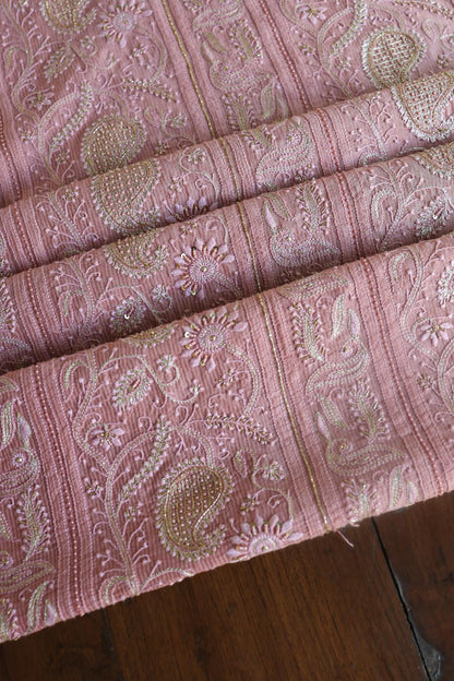 Soft Pink Maheshwari Highlights Unstitched Fabrics