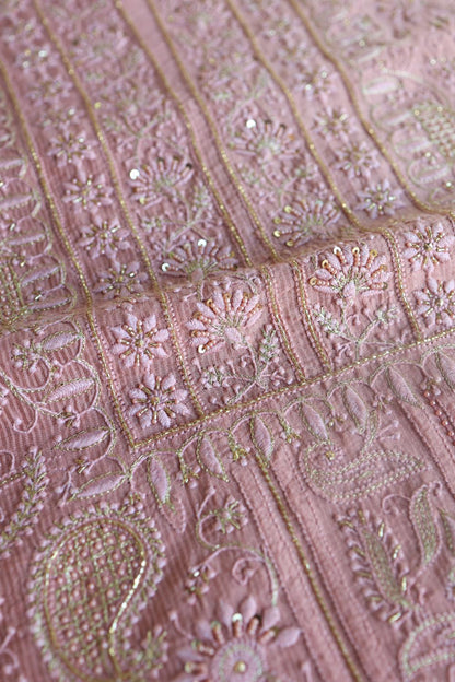 Soft Pink Maheshwari Highlights Unstitched Fabrics