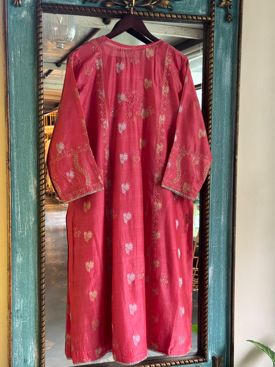 Soft Pink Zari Chanderi Chikankari Ready to Wear Tunics